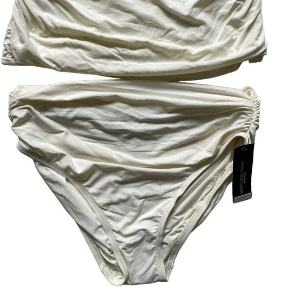 CARMEN Marc Valvo Cream Yellow Tankini Halter Two Piece Swimsuit Size M - Picture 4 of 7